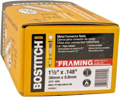 Stanley Bostitch - 16 Gauge 0.0598" Shank Diam 2-1/2" Long Metal Connecting Nails for Power Nailers - Steel, Galvanized Finish, Smooth Shank, Angled Stick Paper Tape Collation, Round Head - Americas Tooling