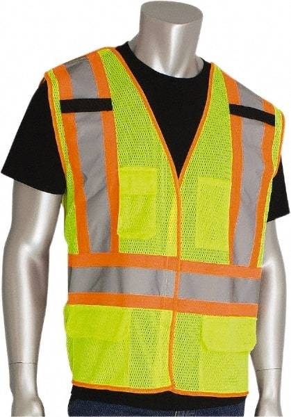 PIP - Size 2XL High Visibility Yellow Mesh Breakaway Vest - Hook & Loop Closure, 5 Pockets, Polyester - Americas Tooling