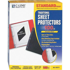 C-LINE - 100 Piece Clear Sheet Protectors-Ring Binder - 11" High x 8-1/2" Wide - Americas Tooling