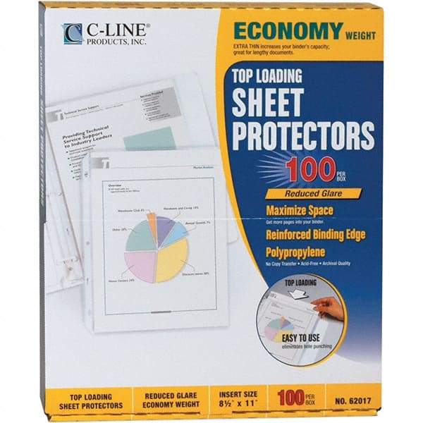 C-LINE - 100 Piece Clear Sheet Protectors-Ring Binder - 11" High x 8-1/2" Wide - Americas Tooling