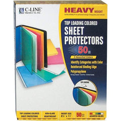 C-LINE - 50 Piece Assorted Colors Sheet Protectors-Ring Binder - 11" High x 8-1/2" Wide - Americas Tooling