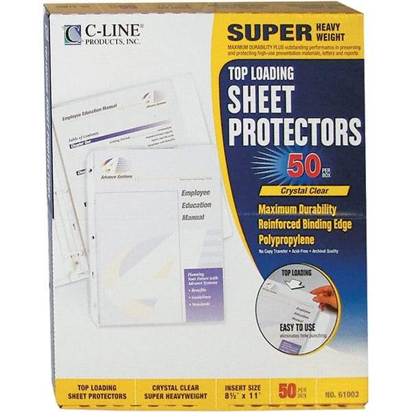 C-LINE - 50 Piece Clear Sheet Protectors-Ring Binder - 11" High x 8-1/2" Wide - Americas Tooling