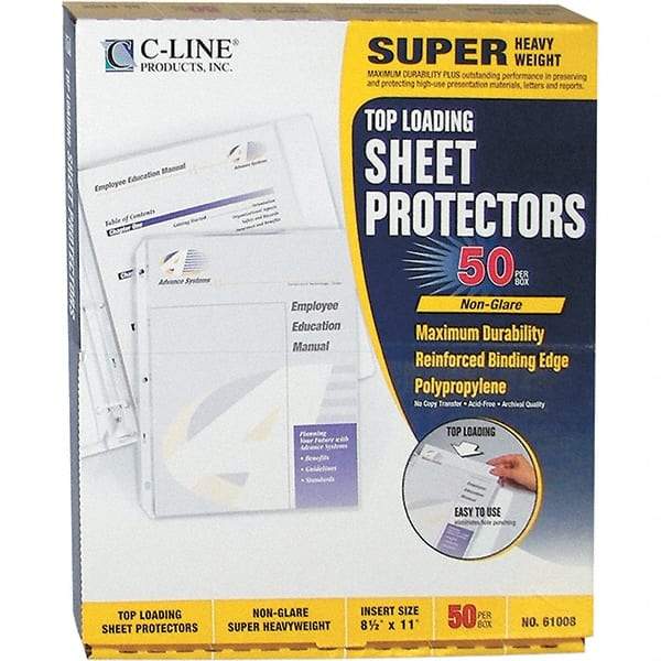 C-LINE - 50 Piece Clear Sheet Protectors-Ring Binder - 11" High x 8-1/2" Wide - Americas Tooling