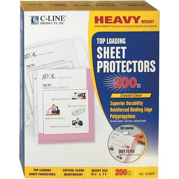 C-LINE - 200 Piece Clear Sheet Protectors-Ring Binder - 11" High x 8-1/2" Wide - Americas Tooling