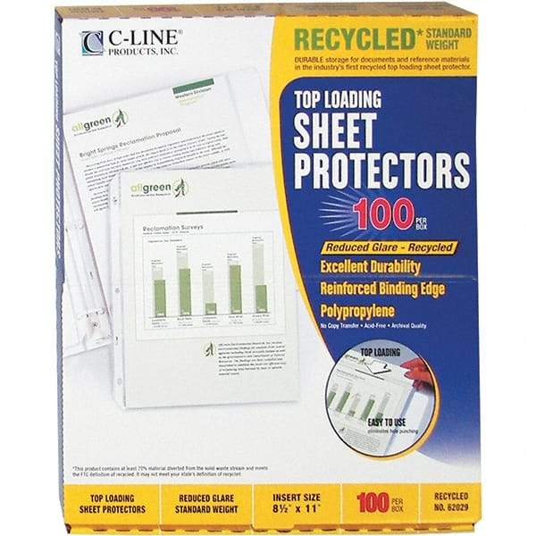 C-LINE - 100 Piece Clear Sheet Protectors-Ring Binder - 11" High x 8-1/2" Wide - Americas Tooling