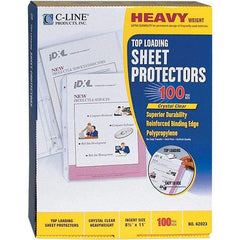 C-LINE - 100 Piece Clear Sheet Protectors-Ring Binder - 11" High x 8-1/2" Wide - Americas Tooling