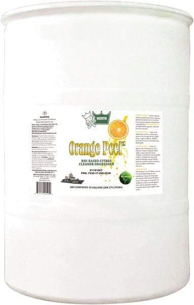 Werth Sanitary Supply - 55 Gal Drum Cleaner/Degreaser - Liquid, Biodegradable Cleaner & Degreaser, Butyl-Free, Phosphate-Free, Water-Based, No VOC, Orange - Americas Tooling