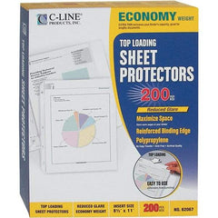 C-LINE - 200 Piece Clear Sheet Protectors-Ring Binder - 11" High x 8-1/2" Wide - Americas Tooling