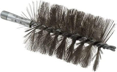 Schaefer Brush - 4-1/2" Brush Length, 3" Diam, Double Stem, Single Spiral Tube Brush - 7-1/4" Long, Stainless Steel, 1/4" NPSM Male Connection - Americas Tooling