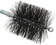 Schaefer Brush - 4-1/2" Brush Length, 4" Diam, Double Stem, Double Spiral Tube Brush - 7-1/2" Long, Tempered Steel Wire, 1/4" NPT Male Connection - Americas Tooling