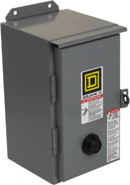 Square D - 110 Coil VAC at 50 Hz, 120 Coil VAC at 60 Hz, 27 Amp, NEMA Size 1, Nonreversible Enclosed Enclosure NEMA Motor Starter - 2 hp at 1 Phase, 12 Enclosure Rating - Americas Tooling