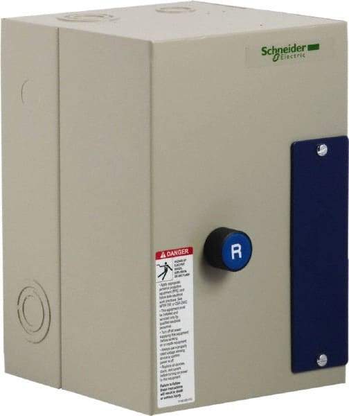 Schneider Electric - 3 Pole, 25 Amp, 120 Coil VAC, Nonreversible Enclosed IEC Motor Starter - 1 Phase Hp: 2 at 120 VAC, 3 at 240 VAC, 3 Phase Hp: 15 at 460 VAC, 20 at 575 VAC, 7.5 at 208 VAC, 7.5 at 230 VAC - Americas Tooling