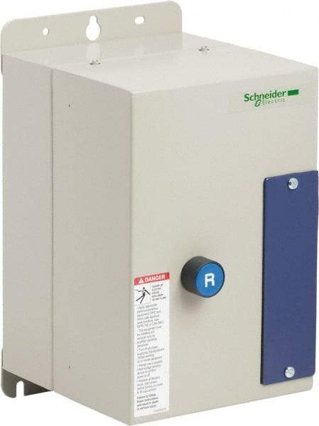 Schneider Electric - 3 Pole, 12 Amp, 120 Coil VAC, Nonreversible Enclosed IEC Motor Starter - 1 Phase Hp: 0.5 at 120 VAC, 2 at 240 VAC, 3 Phase Hp: 10 at 575 VAC, 3 at 208 VAC, 3 at 230 VAC, 7.5 at 460 VAC - Americas Tooling