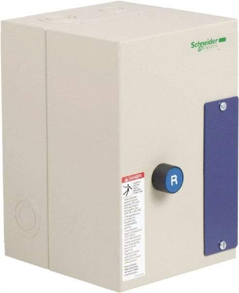 Schneider Electric - 3 Pole, 18 Amp, 240 Coil VAC, 50/60 Hz, Nonreversible Enclosed IEC Motor Starter - 1 Phase Hp: 1 at 115 Volt, 3 at 230 V Volt, 3 Phase Hp: 10 at 460 Volt, 15 at 575 Volt, 5 at 200 Volt, 5 at 230 Volt - Americas Tooling