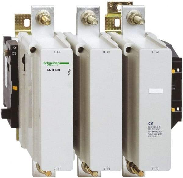 Schneider Electric - 3 Pole, 110 Coil VAC, 630 Amp at 440 VAC, Nonreversible IEC Contactor - Bureau Veritas, CCC, CSA, DNV, EN/IEC 60947-1, EN/IEC 60947-4-1, GL, JEM 1038, LROS, RINA, RMRoS, RoHS Compliant, UL Listed - Americas Tooling