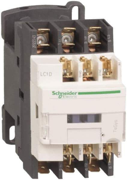 Schneider Electric - 3 Pole, 120 Coil VAC at 50/60 Hz, 25 Amp at 440 VAC and 9 Amp at 440 VAC, Nonreversible IEC Contactor - 1 Phase hp: 0.5 at 115 VAC, 1 at 230/240 VAC, 3 Phase hp: 2 at 200/208 VAC, 2 at 230/240 VAC, 5 at 460/480 VAC, 7.5 at 575/600 VAC - Americas Tooling