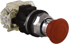 Schneider Electric - Extended Mushroom Head Pushbutton Switch Emergency Stop - Red, Round Button - Americas Tooling