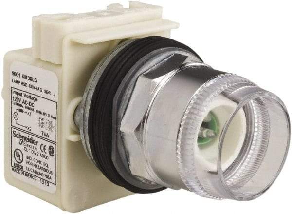 Schneider Electric - 1.18 Inch Mount Hole, Extended Straight, Pushbutton Switch Only - Round, Green Pushbutton, Illuminated, Momentary (MO), Weatherproof, Dust and Oil Resistant - Americas Tooling