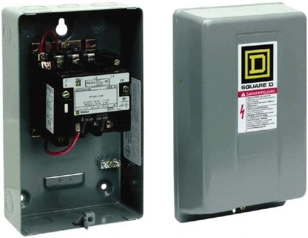 Square D - 3 Pole, 550 Coil VAC at 50 Hz and 600 Coil VAC at 60 Hz, 9 Amp NEMA Contactor - NEMA 1 Enclosure, 50 Hz at 550 Hz VAC and 60 Hz at 600 VAC - Americas Tooling