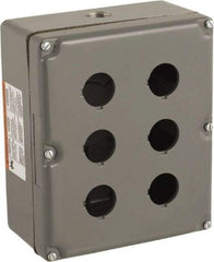 Schneider Electric - 6 Hole, 30mm Hole Diameter, Zinc Alloy Pushbutton Switch Enclosure - 3, 4, 13 NEMA Rated - Americas Tooling