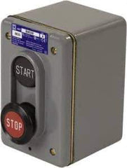 Schneider Electric - 2 Operator, Flush Pushbutton, Mushroom Head Control Station - Start, Stop (Legend), Momentary Switch, NO/NC Contact, NEMA 1, 4 - Americas Tooling