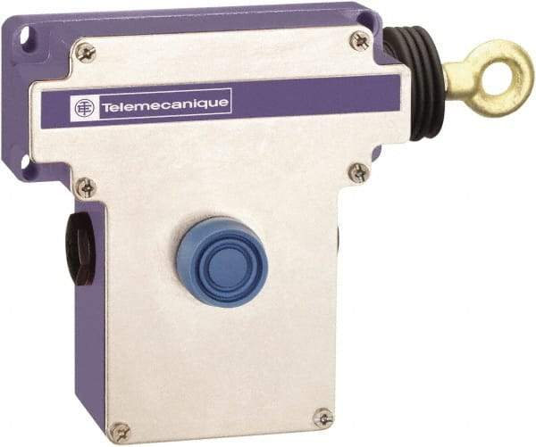 Telemecanique Sensors - 10 Amp, 2NO/2NC Configuration, Right Hand Operation, Rope Operated Limit Switch - Pushbutton Reset, Cable Pull, 300 VAC - Americas Tooling