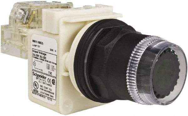 Schneider Electric - 30mm Mount Hole, Extended Straight, Pushbutton Switch with Contact Block - Green Pushbutton, Momentary (MO) - Americas Tooling