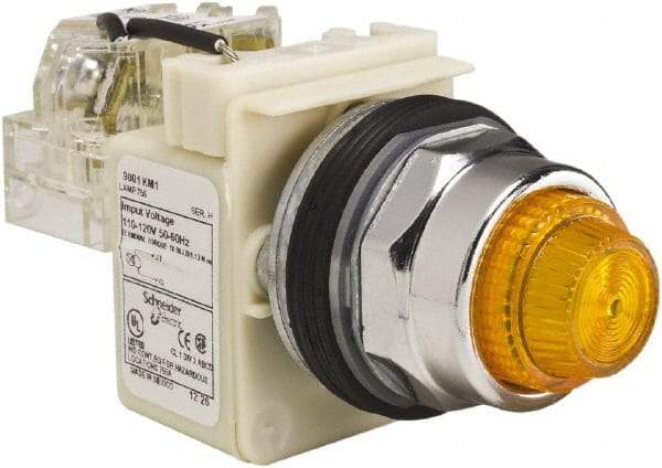 Schneider Electric - 120 VAC Amber Lens Indicating Light - Screw Clamp Connector - Americas Tooling