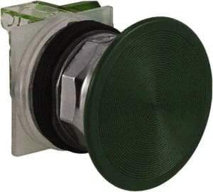 Schneider Electric - 30mm Mount Hole, Extended Straight, Pushbutton Switch with Contact Block - Green Pushbutton, Momentary (MO) - Americas Tooling