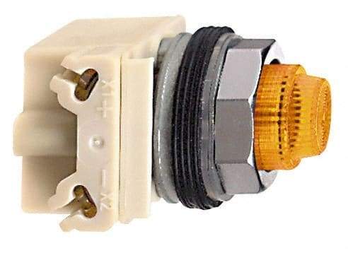 Schneider Electric - 120 V Amber Lens Incandescent Pilot Light - Round Lens, Screw Clamp Connector - Americas Tooling