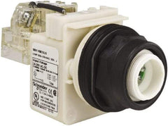 Schneider Electric - 28 V Green Lens LED Pilot Light - Round Lens, Screw Clamp Connector, 54mm OAL x 42mm Wide, Vibration Resistant - Americas Tooling