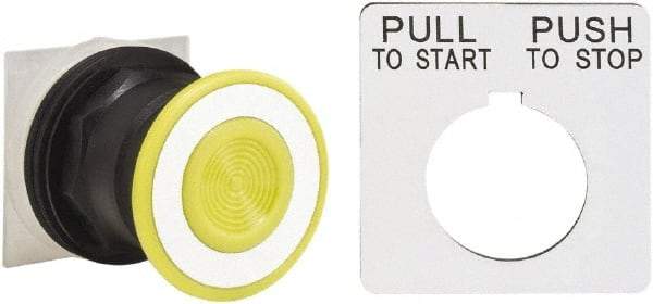 Square D - Extended Mushroom Head Pushbutton Switch Operator - Yellow, Round Button, Nonilluminated - Americas Tooling