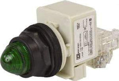 Schneider Electric - 110 VAC at 50/60 Hz via Transformer, 120 VAC at 50/60 Hz via Transformer Green Lens Press-to-Test Indicating Light - Round Lens, Screw Clamp Connector, Corrosion Resistant, Dust Resistant, Oil Resistant - Americas Tooling