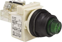 Schneider Electric - 120 V Green Lens Press-to-Test Indicating Light - Round Lens, Screw Clamp Connector, Corrosion Resistant, Dust Resistant, Oil Resistant - Americas Tooling