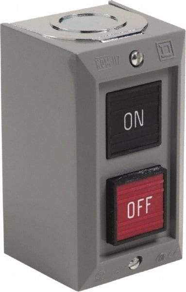 Schneider Electric - 2 Operator, Projecting Pushbutton Control Station - Off, On (Legend), Maintained Switch, 2NO Contact, NEMA 1 - Americas Tooling