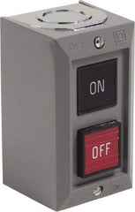 Schneider Electric - 2 Operator, Projecting Pushbutton Control Station - Off, On (Legend), Maintained Switch, 2NO Contact, NEMA 1 - Americas Tooling