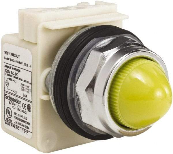 Schneider Electric - 120 V Yellow Lens LED Indicating Light - Screw Clamp Connector - Americas Tooling