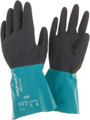 Ansell - Size 8, 13 mil Thick, Chemical Resistant Gloves - Teal/Gray - Americas Tooling