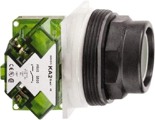 Schneider Electric - 30mm Mount Hole, Extended Straight, Pushbutton Switch with Contact Block - Octagon, Green Pushbutton, Momentary (MO) - Americas Tooling