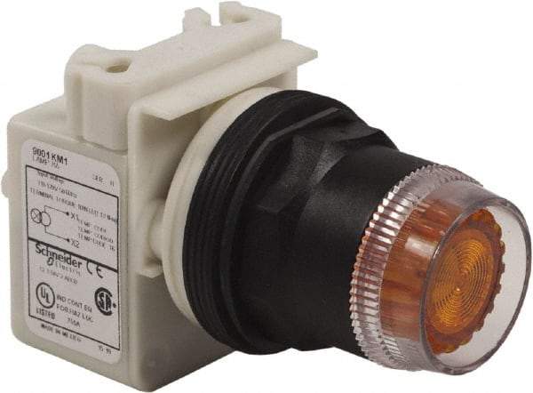 Schneider Electric - 30mm Mount Hole, Extended Straight, Pushbutton Switch Only - Amber Pushbutton, Momentary (MO) - Americas Tooling