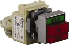 Schneider Electric - Extended Straight Pushbutton Switch Operator - Green, Red, Rectangle Button, Incandescent Lamp, Illuminated - Americas Tooling