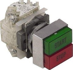 Schneider Electric - 30mm Mount Hole, Pushbutton Switch Only - Rectangle, Green and Red Pushbutton, Nonilluminated, Momentary (MO), On-Off - Americas Tooling