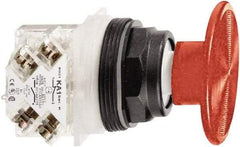 Schneider Electric - 30mm Mount Hole, Extended Mushroom Head, Pushbutton Switch with Contact Block - Round, Red Pushbutton, Momentary (MO) - Americas Tooling