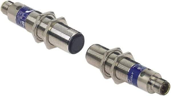 Telemecanique Sensors - 1/2-20 UNF Connector, 15m Nominal Distance, Shock and Vibration Resistant, Through Beam Photoelectric Sensor - 24 to 240 VAC/VDC, 25 Hz, Brass, 95mm Long x 18mm Wide x 7 Inch High - Americas Tooling