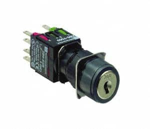 Schneider Electric - 16mm Mount Hole, Key Operated, Selector Switch - Black, Maintained (MA), NO/NC, Vibration Resistant - Americas Tooling