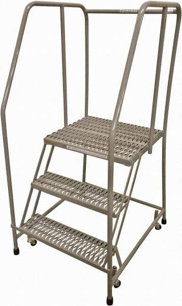 Cotterman - 60" 3 Step Rolling Warehouse Ladder - Rolling Safety Ladder, 450 Lb Capacity, 30" Platform Height, 20" Base Width x 26" Base Depth, Serrated Steel - Americas Tooling