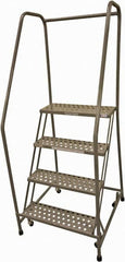 Cotterman - 70" 4 Step Rolling Warehouse Ladder - Rolling Safety Ladder, 450 Lb Capacity, 40" Platform Height, 30" Base Width x 31" Base Depth, Expanded Metal Tread - Americas Tooling