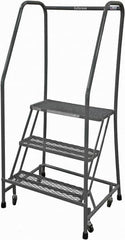 Cotterman - 60" 3 Step Rolling Warehouse Ladder - Rolling Safety Ladder, 450 Lb Capacity, 30" Platform Height, 30" Base Width x 30" Base Depth, Expanded Metal Tread - Americas Tooling