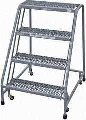 Cotterman - 40" 4 Step Rolling Warehouse Ladder - Rolling Safety Ladder, 450 Lb Capacity, 40" Platform Height, 30" Base Width x 31" Base Depth, Serrated Steel - Americas Tooling