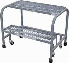 Cotterman - 20" 2 Step Rolling Warehouse Ladder - Rolling Safety Ladder, 450 Lb Capacity, 20" Platform Height, 26" Base Width x 19" Base Depth, Expanded Metal Tread - Americas Tooling